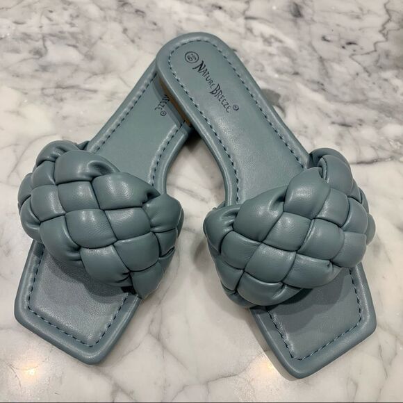 NEW ✨💙 Woven Square Toe Slides Sandals - Picture 1 of 4